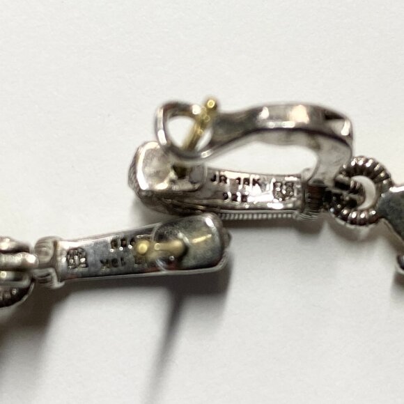 JUDITH RIPKA WINDSOR STERLING SILVER 18KT GOLD SAPPHIRE CHANDELIER EARRINGS - Picture 3 of 6